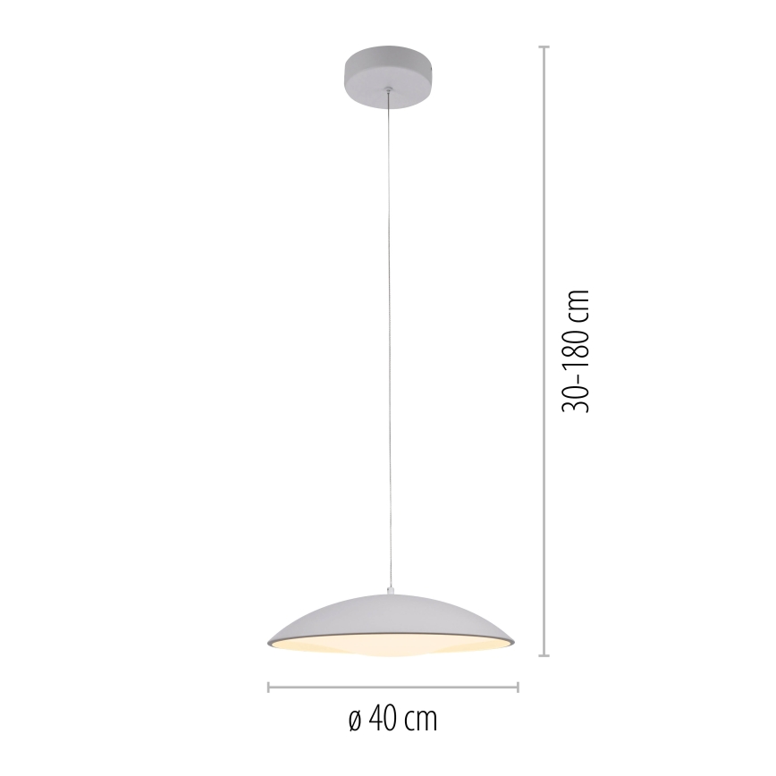 Schöner Wohnen 14606-16 - Dimmbar LED-pendellampa på kabel LENTE LED/17W/230V Ø 40 cm vit