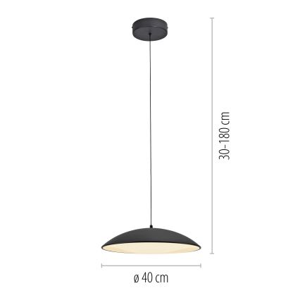 Schöner Wohnen 14606-18 - Dimbar LED-takpendel LENTE LED/17W/230V Ø 40 cm svart