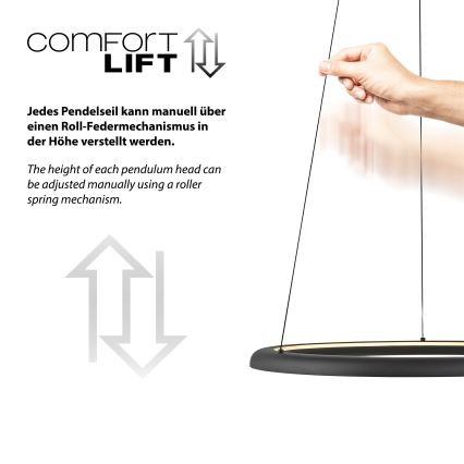 Schöner Wohnen 15570-18 - dimbar LED-pendel på kabel QUILLO LED/36W/230V Ø 60 cm svart