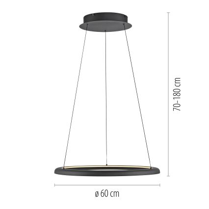 Schöner Wohnen 15570-18 - dimbar LED-pendel på kabel QUILLO LED/36W/230V Ø 60 cm svart