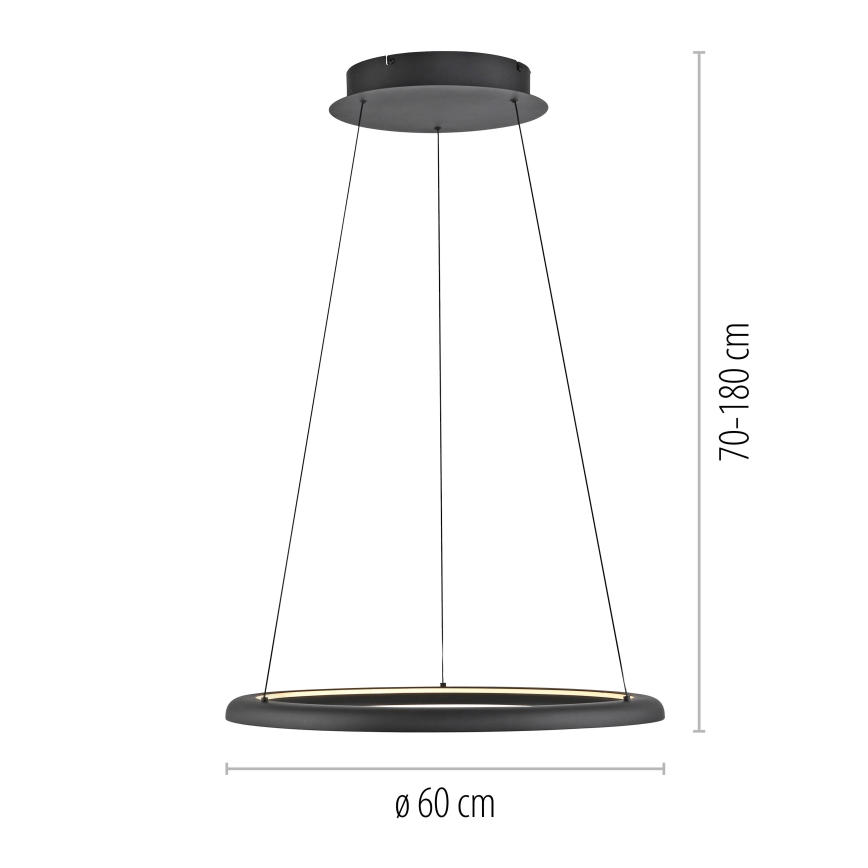 Schöner Wohnen 15570-18 - dimbar LED-pendel på kabel QUILLO LED/36W/230V Ø 60 cm svart