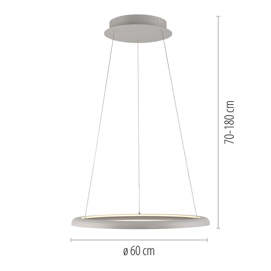 Schöner Wohnen 15570-39 - Dimmbar LED-pendel på vajer QUILLO LED/36W/230V Ø 60 cm, grå