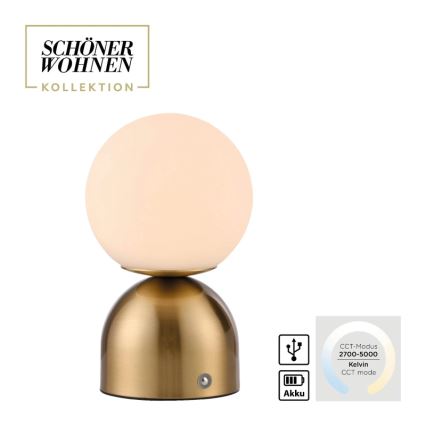 Schöner Wohnen 19218-12 - LED dimmbar beröringsstyrd uppladdningsbar bordslampa RUDI LED/1,2W/5V 3000-6000K 1200 mAh guld