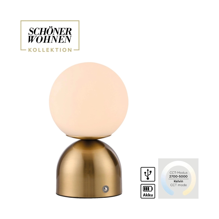 Schöner Wohnen 19218-12 - LED dimmbar beröringsstyrd uppladdningsbar bordslampa RUDI LED/1,2W/5V 3000-6000K 1200 mAh guld