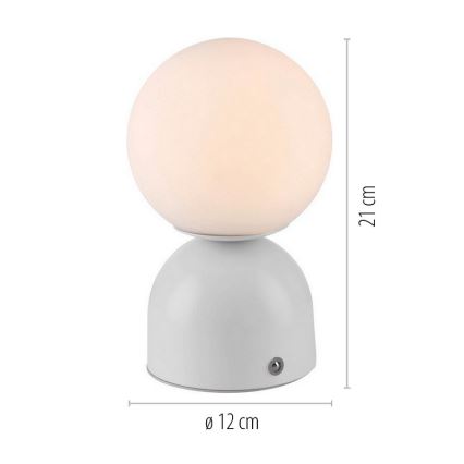 Schöner Wohnen 19218-16 - RUDI LED-dimbar bordslampa med touchstyrning och uppladdning LED/1,2W/5V 3000-6000K 1200 mAh vit