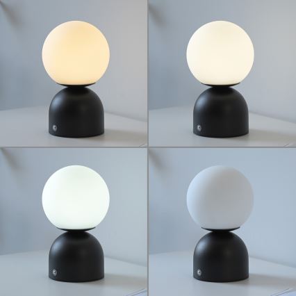 Schöner Wohnen 19218-18 - RUDI LED-uppladdningsbar bordslampa, dimbar med touch, LED/1,2W/5V 3000-6000K 1200 mAh, svart
