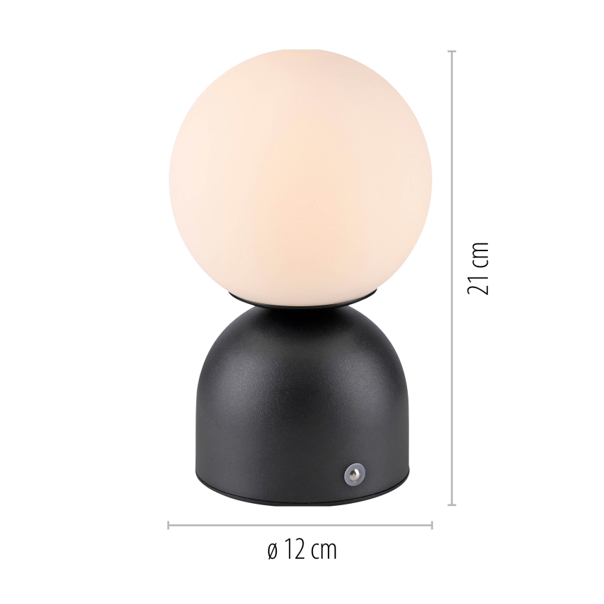 Schöner Wohnen 19218-18 - RUDI LED-uppladdningsbar bordslampa, dimbar med touch, LED/1,2W/5V 3000-6000K 1200 mAh, svart