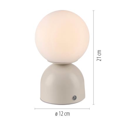 Schöner Wohnen 19218-39 - Dimbara, beröringsstyrda, uppladdningsbara bordslampa RUDI LED/1,2W/5V 3000-6000K 1200 mAh grå