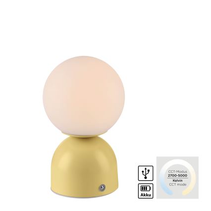 Schöner Wohnen 19218-81 - LED dimbar touchstyrd uppladdningsbar bordslampa RUDI LED/1,2W/5V 3000-6000K 1200 mAh gul