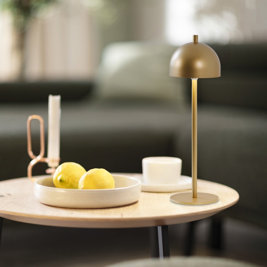 Schöner Wohnen 19244-12 - Uppladdningsbar touchstyrd dimbar utomhusbordslampa BELLIS LED/2,5 W/5 V 2600 mAh IP54 guld