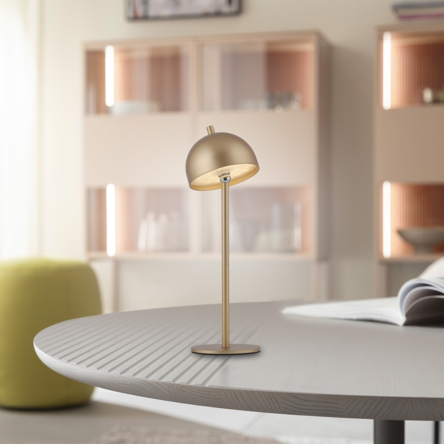 Schöner Wohnen 19244-12 - Uppladdningsbar touchstyrd dimbar utomhusbordslampa BELLIS LED/2,5 W/5 V 2600 mAh IP54 guld