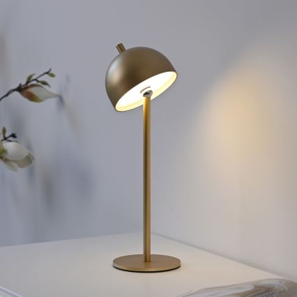 Schöner Wohnen 19244-12 - Uppladdningsbar touchstyrd dimbar utomhusbordslampa BELLIS LED/2,5 W/5 V 2600 mAh IP54 guld