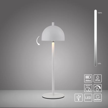 Schöner Wohnen 19244-16 - LED dimbar, touchstyrd, uppladdningsbar utomhusbordslampa BELLIS LED/2,5W/5V 2600 mAh IP54 vit