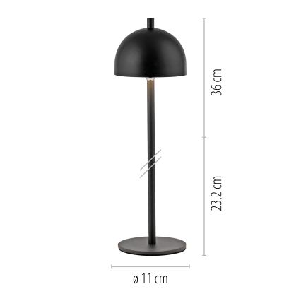 Schöner Wohnen 19244-18 - BELLIS dimbar, touchstyrd och uppladdningsbar utomhusbordslampa LED/2,5W/5V 2600 mAh IP54 svart