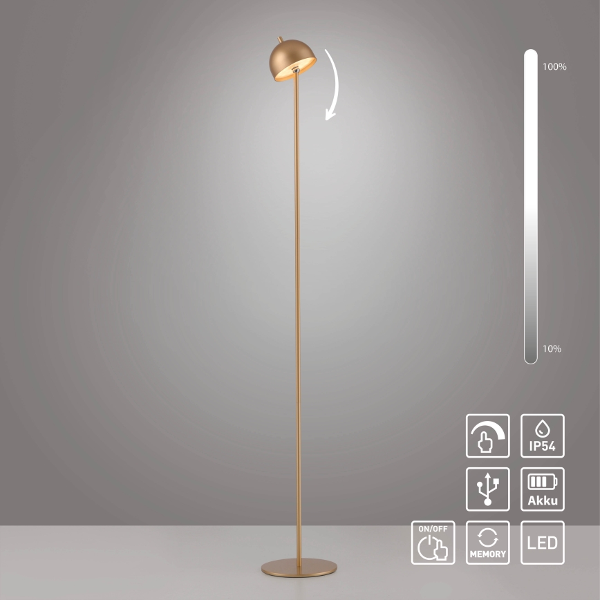 Schöner Wohnen 19245-12 - LED-dimbar, touchstyrd, uppladdningsbar utomhus golvlampa BELLIS LED/2,5W/5V 2600 mAh IP54 guld