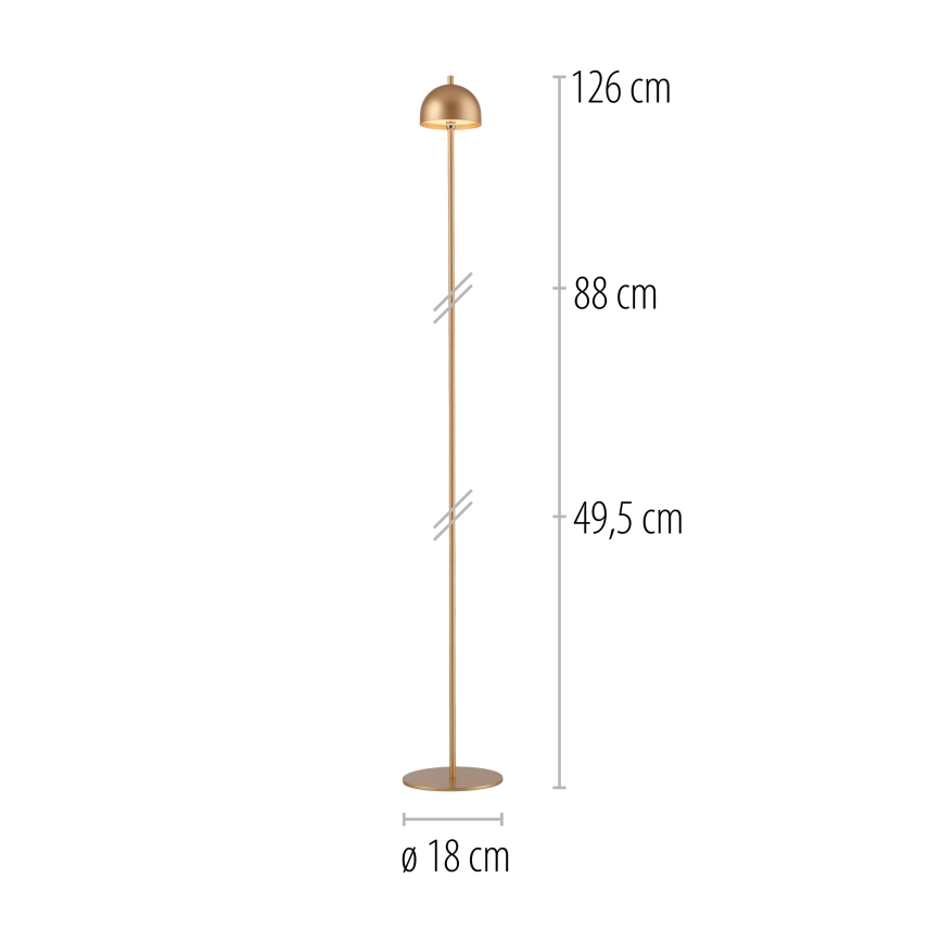 Schöner Wohnen 19245-12 - LED-dimbar, touchstyrd, uppladdningsbar utomhus golvlampa BELLIS LED/2,5W/5V 2600 mAh IP54 guld