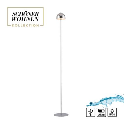 Schöner Wohnen 19245-17 - LED dimbar, beröringsstyrd, uppladdningsbar golvlampa för utomhusbruk BELLIS LED/2,5W/5V 2600 mAh IP54 blank krom