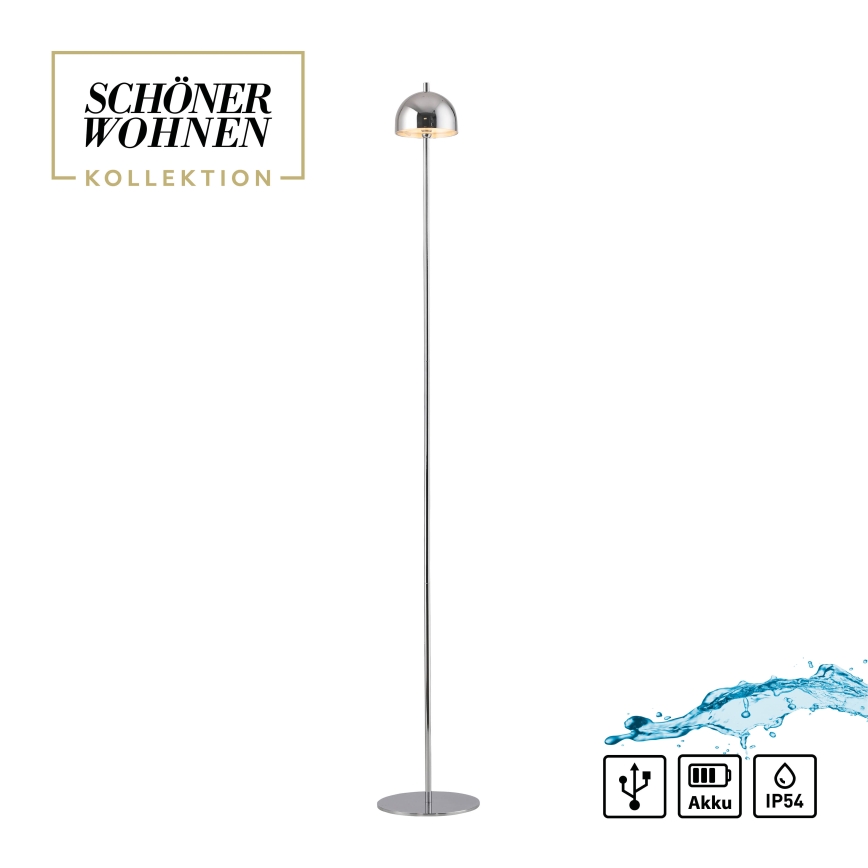 Schöner Wohnen 19245-17 - LED dimbar, beröringsstyrd, uppladdningsbar golvlampa för utomhusbruk BELLIS LED/2,5W/5V 2600 mAh IP54 blank krom