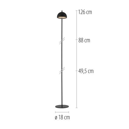 Schöner Wohnen 19245-18 - LED dimbar, beröringsstyrd, uppladdningsbar utomhusgolvlampa BELLIS LED/2,5W/5V 2600 mAh IP54 svart