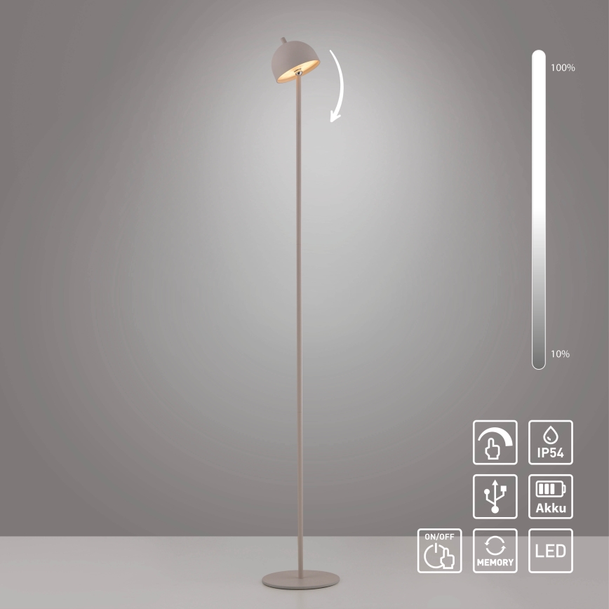 Schöner Wohnen 19245-39 - Dimbar touchstyrd uppladdningsbar utomhus-golvlampa BELLIS LED/2,5W/5V 2600 mAh IP54 grå