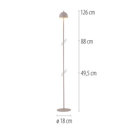 Schöner Wohnen 19245-39 - Dimbar touchstyrd uppladdningsbar utomhus-golvlampa BELLIS LED/2,5W/5V 2600 mAh IP54 grå
