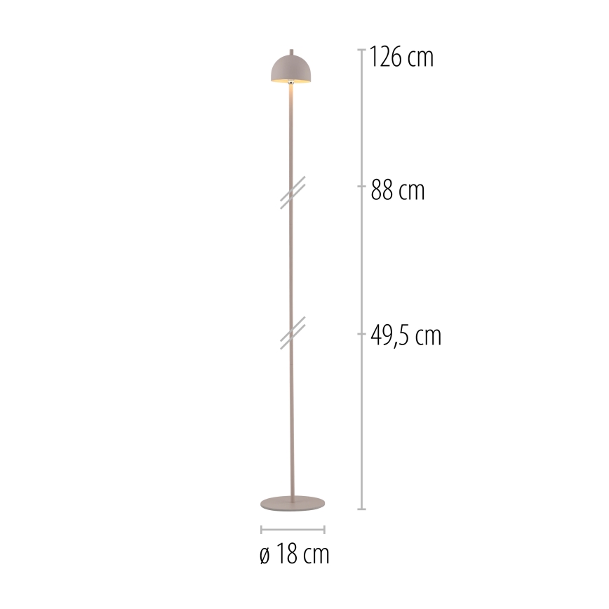 Schöner Wohnen 19245-39 - Dimbar touchstyrd uppladdningsbar utomhus-golvlampa BELLIS LED/2,5W/5V 2600 mAh IP54 grå