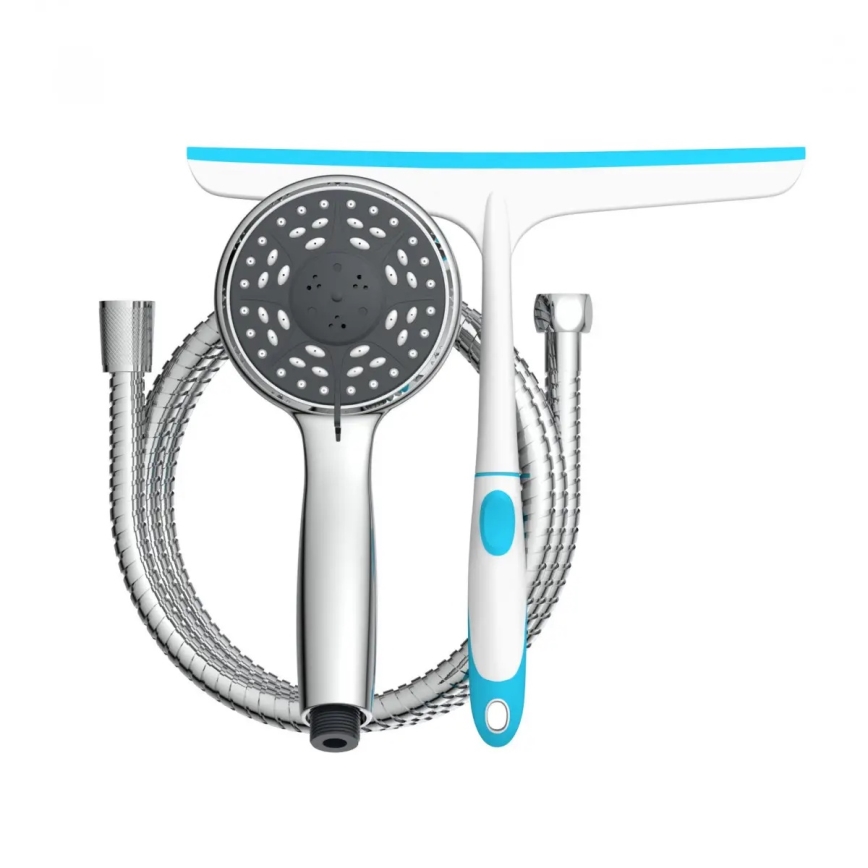 Schütte 64197 - Duschset i blank krom + glasraka