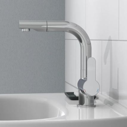 Schütte 79710 - Köksblandare med utdragbar handdusch LONDON polerad krom