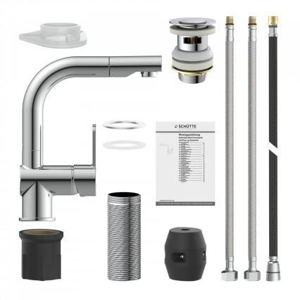 Schütte 79710 - Köksblandare med utdragbar handdusch LONDON polerad krom