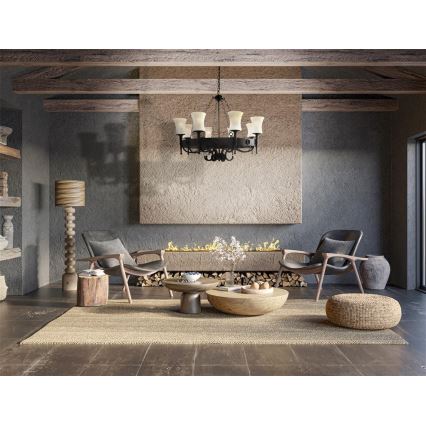 Searchlight - Ljuskrona med kedja CARTWHEEL 8xE27/60W/230V svart