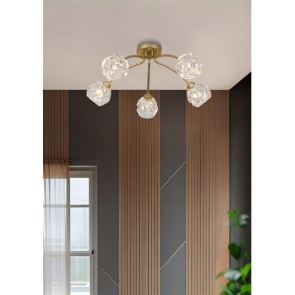 Searchlight - Takmonterad lampa ASTRAL 5xG9/33W/230V, guldfärgad