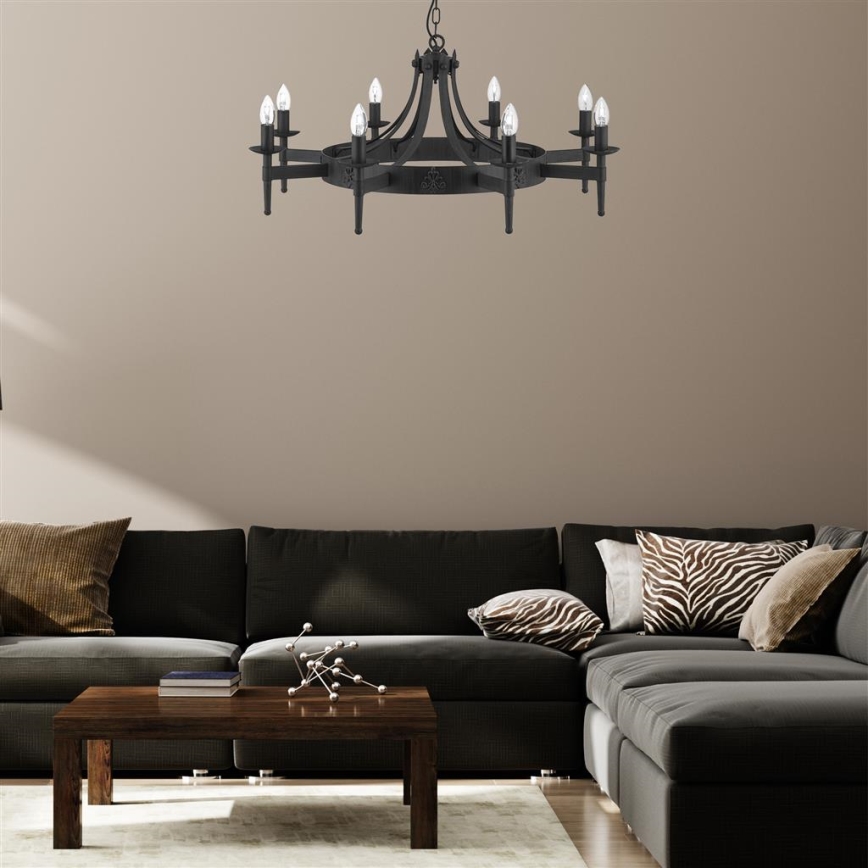 Searchlight - Ljuskrona med kedja CARTWHEEL 8xE14/60W/230V svart