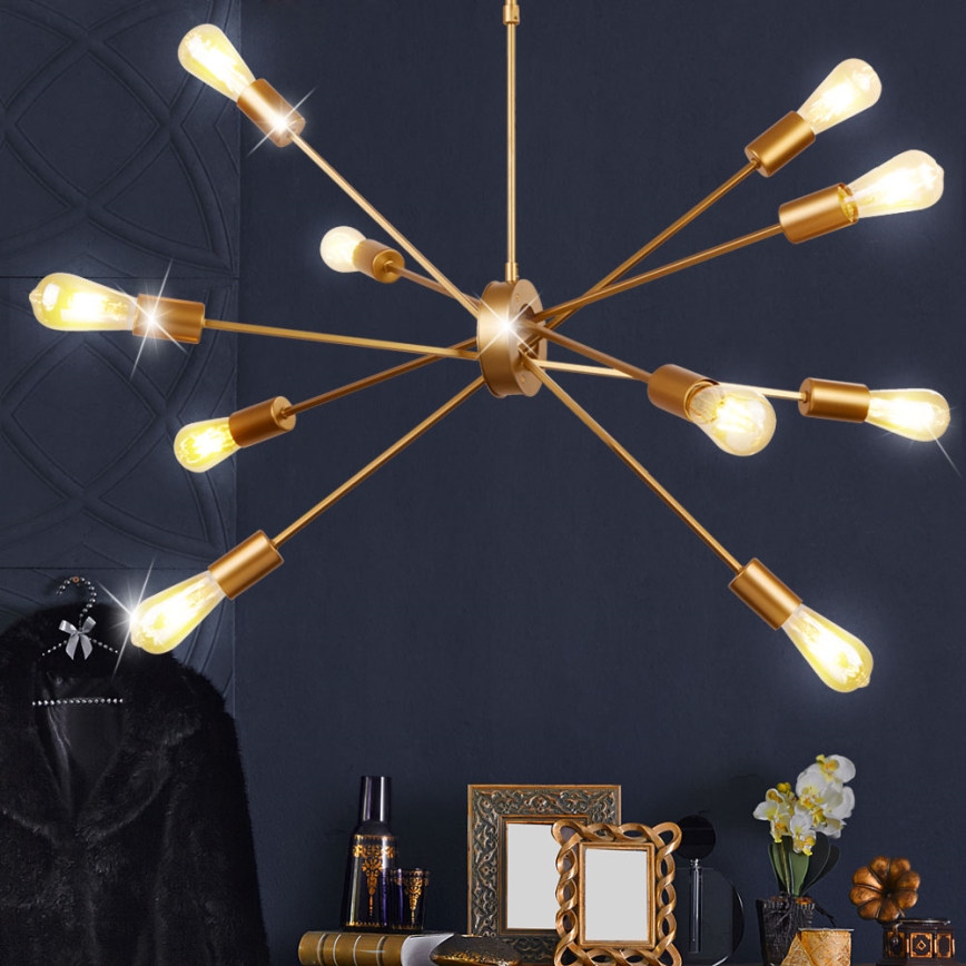 Searchlight - Pendelkrona ALPHA 10xE27/60W/230v guld