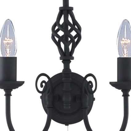 Searchlight - Vägglampa ZANZIBAR 2xE14/60W/230V svart