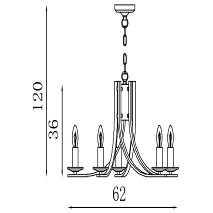 Searchlight - Ljuskrona med kedja ASCONA 5xE14/60W/230V