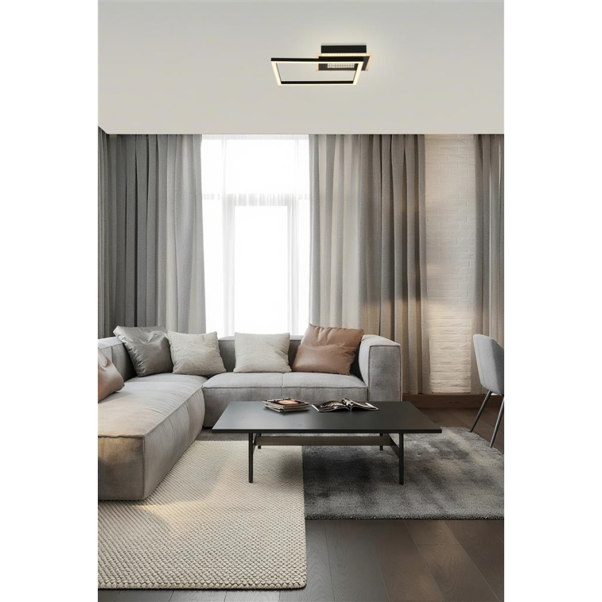 Searchlight - Dimmbar LED-taklampa QUADRATE LED/24W/230V 36x36 cm svart