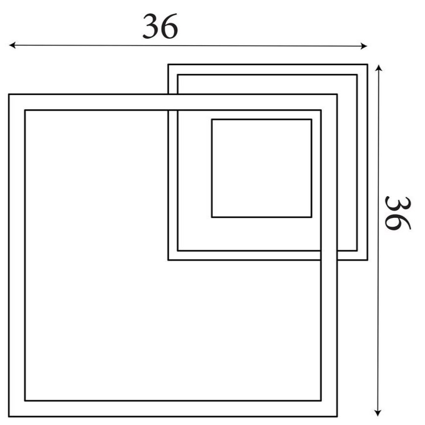 Searchlight - Dimmbar LED-taklampa QUADRATE LED/24W/230V 36x36 cm svart