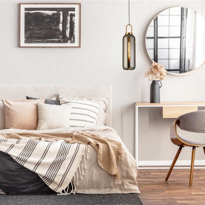 Searchlight - Ljuskrona med upphängningsrem PIPETTE 1xE27/60W/230V shiny