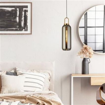 Searchlight - Ljuskrona med upphängningsrem PIPETTE 1xE27/60W/230V shiny