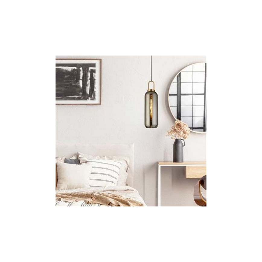 Searchlight - Ljuskrona med upphängningsrem PIPETTE 1xE27/60W/230V shiny