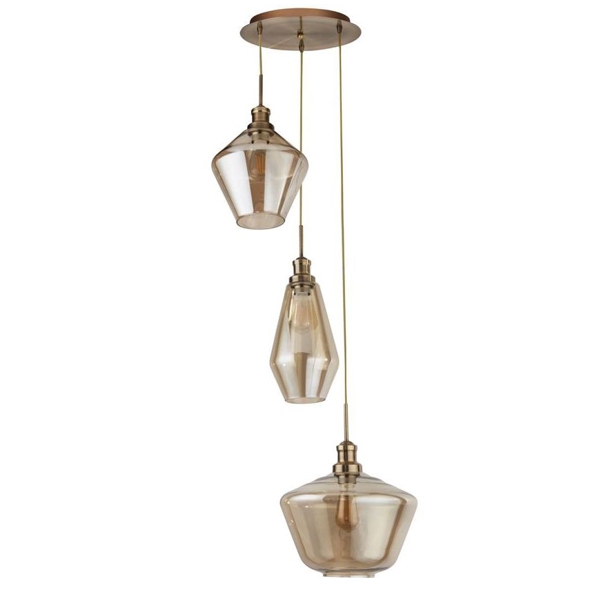 Searchlight - Ljuskrona med upphängningsrem MIA 3xE27/60W/230V mässing