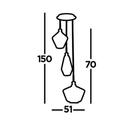 Searchlight - Ljuskrona med upphängningsrem MIA 3xE27/60W/230V mässing