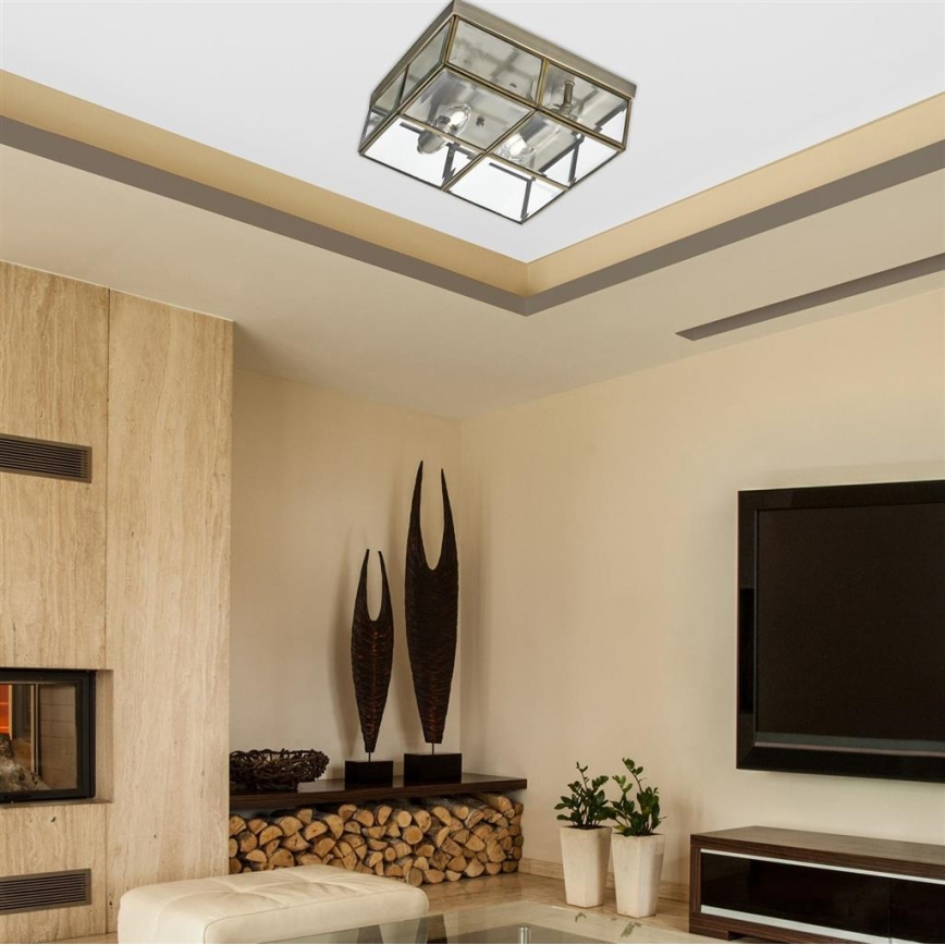 Searchlight 6769-26AB - Takbelysning FLUSH 2xE14/40W/230V mässing