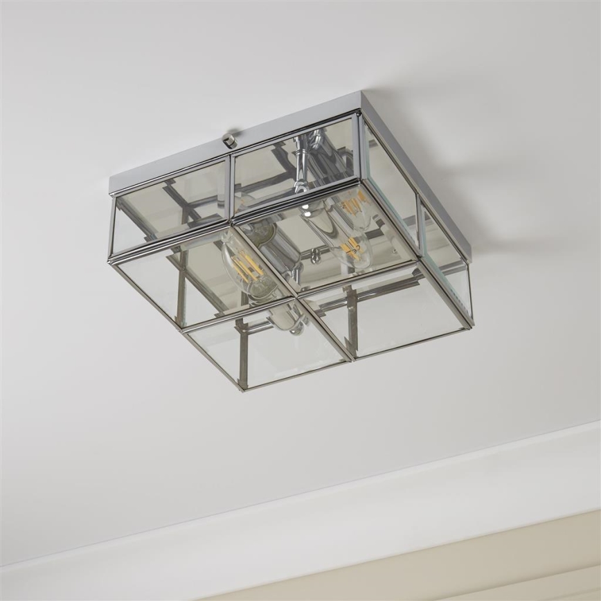 Searchlight - Taklampa FLUSH 2xE14/40W/230V skinande krom