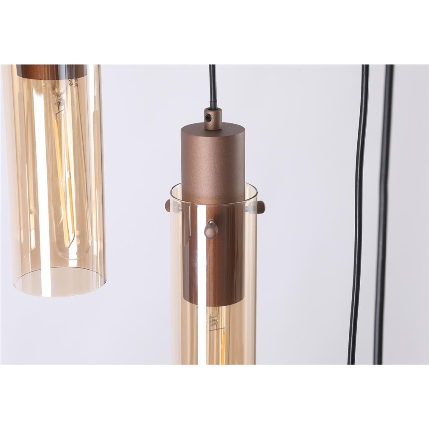 Searchlight - Taklampa med vajer SWEDEN 8xE27/60W/230V brun/rökfärgad