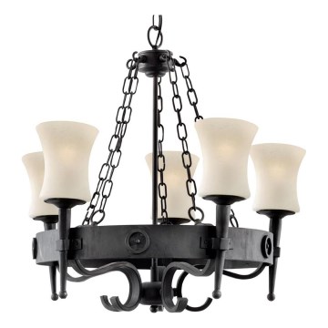 Searchlight - Ljuskrona med kedja CARTWHEEL 5xE27/60W/230V svart