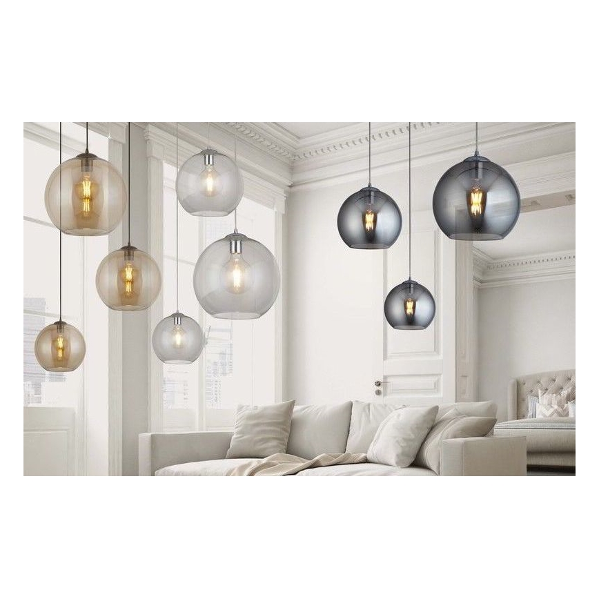 Searchlight - Ljuskrona med snöre kula 1xE27/60W/230V svart