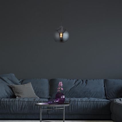 Searchlight - Ljuskrona med snöre kula 1xE27/60W/230V svart