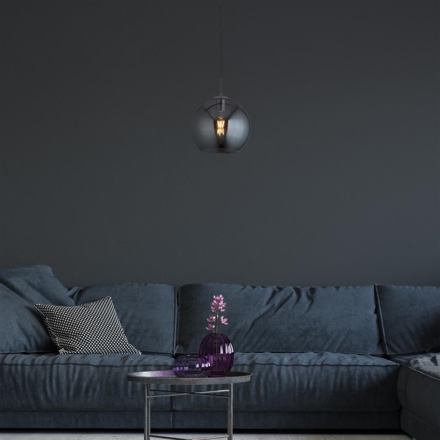 Searchlight - Ljuskrona med snöre kula 1xE27/60W/230V svart