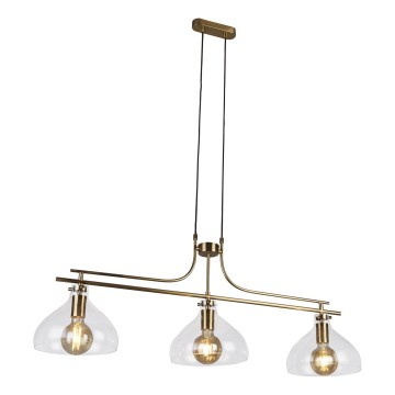 Searchlight - Ljuskrona med textilsladd MARGARITA 3xE27/60W/230V mässing